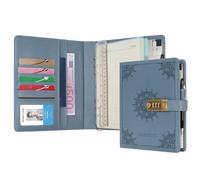 WASON Diary with Lock A5 Binder Ruled Spiral Notebook Journal Planner Portfolio and Refillable Writing Lined Paper Notepad, Pen, Clipboard Organizer For Ideal Business, School & Travel (Mist blue)