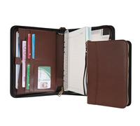 WASON Portfolio A5 Binder Journal with Zipper - Leather pu Writing Notebook Padfolio with Detachable Refillable Notebook, Legal Pad for Business Study and Travel Organizer (Coffee)