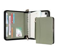 WASON Portfolio A5 Binder Journal with Zipper - Leather pu Writing Notebook Padfolio with Detachable Refillable Notebook, Legal Pad for Business Study and Travel Organizer (Green)