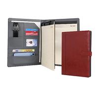 Wason Portfolio Case Leather PU A4 with Clipboard Notepad Forms Holders Document Writing File - Interview Planner Meeting Lecture Organizer for Man and Woman (Red)