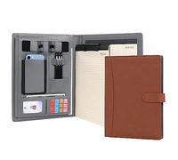 Wason Portfolio Padfolio A4 Leather PU Holder File Document Case with Writing Pad and Removable Clipboard for Organizer Office School Travel (Brown)