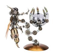 Wasp 3D Metal Puzzles Kits for Adults Teens, 627+Pieces 3D Building Kits Insect Mechanical Assembly Models, Ideal for Gifts and Decorations (Wasp with Lamp)