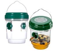 Wasp Trap Outdoor Hanging, Yellow Jacket Trap, Reusable Hanging Hornet Trap, Bee Catcher Outdoor Hornet Traps, for Garden, Balcony & Patio(Green,2pcs)