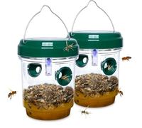 Wasp Traps Outdoor Hanging, Solar Bee Trap for Outside, Hornet Traps, Bee Wasp Catcher Outside Garden, Flying Insect Traps Reusable Yellow Jacket Hornet Catchers with LED Light