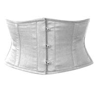 Waspie Cotton Corset Womens Waist Trainer Cincher Heavy Duty Steel Boned Corset Underbust Corset (UK, Alpha, 3XS, Regular, Regular, White)