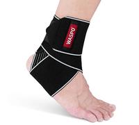 WASPO Ankle Support Brace - Adjustable Ankle Brace Wrap Strap for Sports Protect, Plantar Fasciitis, Achilles tendonitis, Ligament Damage, Injury Recovery, One Size for Men Women 1 PC Grey