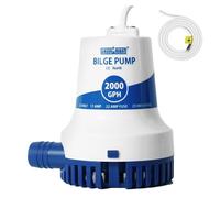 WASSERMANN 2000GPH Prime 12V Bilge Pump, Upgraded Heavy Duty Marine Submersible Water Pumps for Boats with Long Power Cord and Anti-Airlock Protection