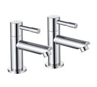 Wasserrhythm Basin Taps Pair Twin Bathroom Sink Taps Traditional Two Holes Chrome Hot and Cold Water Wash Basin Tap 1/4 Turn