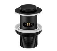Wasserrhythm Basin Waste Black Pop up Click Clack Plug Slotted Waste for Bathroom Sink with Overflow UK Standard G1 1/4BSPP