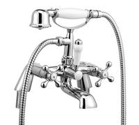 Wasserrhythm Bath Mixer Taps with Shower Attachment Victorian Traditional Telephone Bathroom Bathtub Filler Tap Deck Mounted Cross Dual Handle Handhled Shower