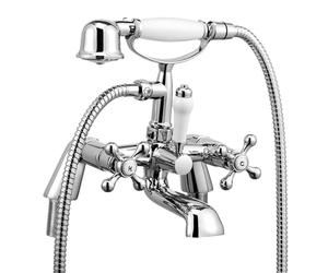 Wasserrhythm Bath Mixer Taps with Shower Attachment Victorian Traditional Telephone Bathroom Bathtub Filler Tap Deck Mounted Cross Dual Handle Handhled Shower