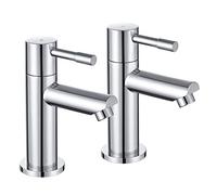 Wasserrhythm Bath Pillar Taps Pair Twin Tub Taps Traditional Two Holes Chrome Hot and Cold Water Bathroom Tap 2 Bathtub Taps 1/4 Turn