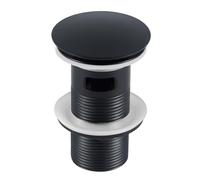 Wasserrhythm Pop up Basin Waste Matte Black Slotted for Bathroom SInks with Overflow Click Clack Sprung Plug 1/4 BSPP UK Standard