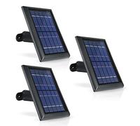 Wasserstein Solar Panel Compatible with Ring Spotlight Cam Plus/Pro/Battery, and Ring Stick Up Cam Battery - Includes Barrel Plug with USB C Adapter - 2W 5V Charging (3 Pack, Black)