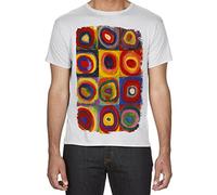 Wassilly Kandinsky Colour Study Square with Concentric Circles Large Print Men's T-Shirt (Medium, White)