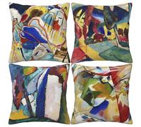 Wassily Kandinsky Abstract Pillow Covers 45x45 cm Set of 4 Landscape with Two Poplars The Waterfall Painting Decorative Cushion Covers for Sofa Couch