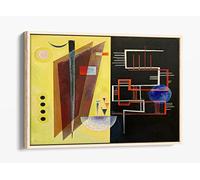 Wassily Kandinsky, Inner Alliance Abstract- Yellow Black Canvas Floater Frame Print Picture Art - Light Oak Frame 24 inch wide x 16 inch high