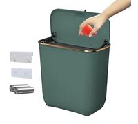 Waste Basket Mountable Container, 7 Litre Hanging Waste Rubbish Bin With Cover, Mounted Compost Bin, Over The Door Trash Can With Bags Space Saving For Bathroom Bedroom Cabinet Cupboard Under Sink