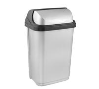 Waste Bin 25L Trash Can Recycling Sorting Swivel Lid Silver / Graphite Modern HQ