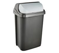 Waste Bin 25L Trash Can Recycling Sorting Swivel Lid Silver / Graphite Modern HQ