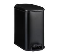 Relaxdays Bathroom Waste, 5L, Narrow Design, Soft-Close Trash Can, Matt Finish, Removable Inner Bin, Pedal, Black, Iron, 24 x 17 x 26 cm