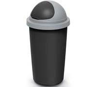 Waste bin black/grey plastic 50L