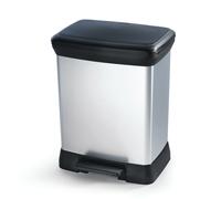 Waste Bin Foot Pedal Lid Silver Metallic Surface 30L Garbage Container Durable