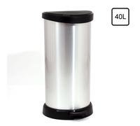 Waste Bin Foot Pedal Rustproof Trash Can Garbage Container 40L Durable Silver