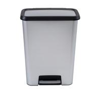 Waste Bin Slim Pedal Trash Can 50L Recycling Sorting Silver / Grey Container HQ