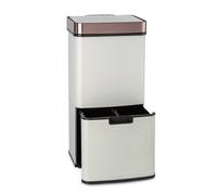 Waste Bin Trash Garbage Sensor 72 L Kitchen Office Steel 4 Containers Rosegold