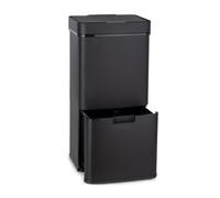 Waste Bin Trash Garbage Sensor 72 Litre Kitchen Office Steel 4 Containers Black