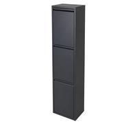 Relaxdays 3 x 18 L 3-compartment bin with hinged lid, anthracite | wall-mountable, iron, HxWxD: 25x32x132 cm
