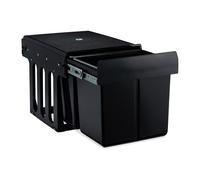 Relaxdays Built-in Waste Bin 2 Compartment 15L each, Pull-out Disposal Unit, Recycling, HWD: 35 x 33.5 x 47.5 cm, Black