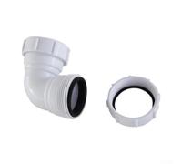 Waste Pipe Elbow 40mm PVC 90 Degree Drain Connector Drip-Stop | Right-angle wastewater bend with rubber gasket corresponds to common 40mm outlets for kitchen basin plumbing