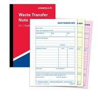 Waste Transfer Note Book A5 - Triplicate 3-Part NCR Carbonless Forms - 50 Sets - Standard UK Format - Ocean Pads (70109)