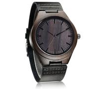 WASTIME Classic Fashion Wooden Watches for Men Women, Stylish Casual Unisex Wood Watch with Black Leather Strap, Black, Fashion Wood Watch Gift