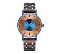 WASTIME Wooden Watch for Men Women, Stylish Chronograph Military Casual Calendar Wood Watches, B-Blue, Stylish Multifunctional Date Chronograph Watches