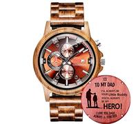 WASTIME Wooden Watch for Men Women, Stylish Chronograph Military Casual Calendar Wood Watches, D- For Dad From Son, Stylish Multifunctional Date Chronograph Watches