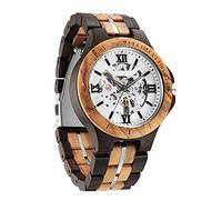 WASTIME Wooden Watch for Men Women, Stylish Chronograph Military Casual Calendar Wood Watches, Mechanical - White dial, Stylish Multifunctional Date Chronograph Watches