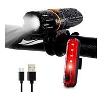 Wastou Bike Light Set, Super Bright Bike Front Light 1200 Lumen, IPX6 Waterproof Bicycle Lights USB Rechargeable (USB Cable Included), Safety & Easy Mount bike lights front and back Fits All Bicycles