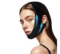 wasungal Double Chin Reducer, Reusable V Line Lifting Mask, Chin Strap for Sleeping Jawline Shaper for Double Chin V Shaped Face Mask，Black