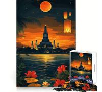 Wat Arun Temple Sunset 1000 Piece Jigsaws for Adults Puzzle Memory Power Serene Activity Seamless Fit Holiday Present (38x26cm)