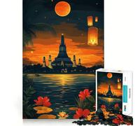 Wat Arun Temple Sunset Jigsaw Puzzle 1000 Piece Creative Skill Toy Clean Cut Sturdy Components Travel-friendly Brain Game Gift (38x26cm)
