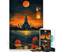 Wat Arun Temple Sunset Jigsaw Puzzle 1000 Pieces Focus Building Toy Firm Fit Secure Assembly Holiday Indoor Entertainment Toy (50x75cm)