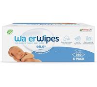 WatarWipes Plastic-Free Original Baby Wipes, 360 Count (6 packs), 99.9% Water Based Wipes, Unscented for Sensitive Skin