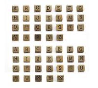 WATASAA 52 Pieces Vintage Style Metal Letter Beads A-Z, Double Set Alphabet Cubes for Personalized Name Jewelry, Friendship Bracelets, Zipper Pulls and Scrapbooking Accessories