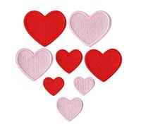 WATASAA Embroidered Applique Patches, Hearts Rose Flower Star Bowknot Shapes, Iron-on/Sew-on, 72 Pieces, 1.0-1.5 Inches (Red and Pink Heart(8PCS))