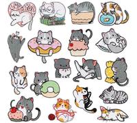 WATASAA Iron On Patches Embroidered Cat Dog Appliques for Clothing, Jacket, Backpack, Denim - No Sew DIY Fabric Patches Assorted Cute Designs (CAT A 18PCS)