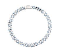 Watasiwa New Men's Cuban Link Chain Full of diamonds Cuban Necklace Bracelet Geometry Diamond Chain for Men Women 15 mm wide Hip Hop Jewelry (20inch(50cm), Blue white)