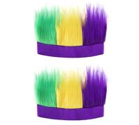 Watayo 2 Pcs Hairy Headband - Crazy Hair Accessory - Hairband Headwear for Men Women, Purple Green Yellow, 1 Count (Pack of 2)